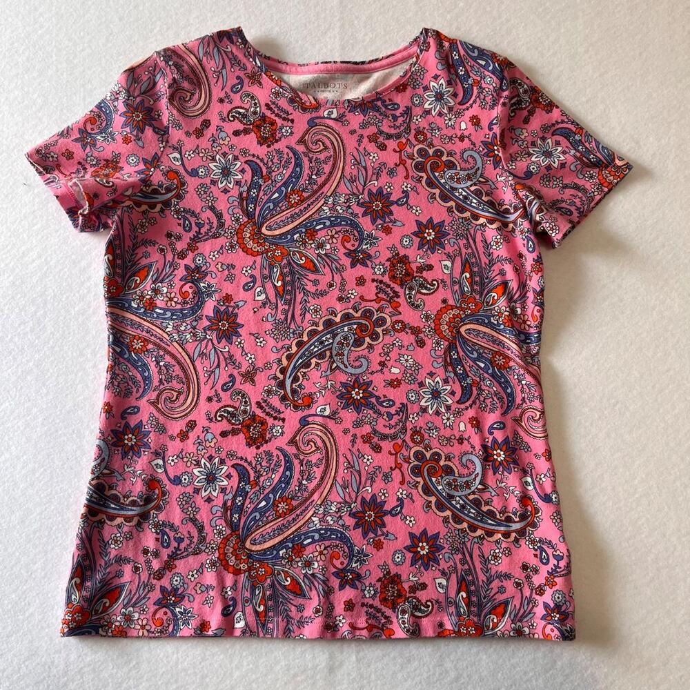 Talbots pink paisley tee